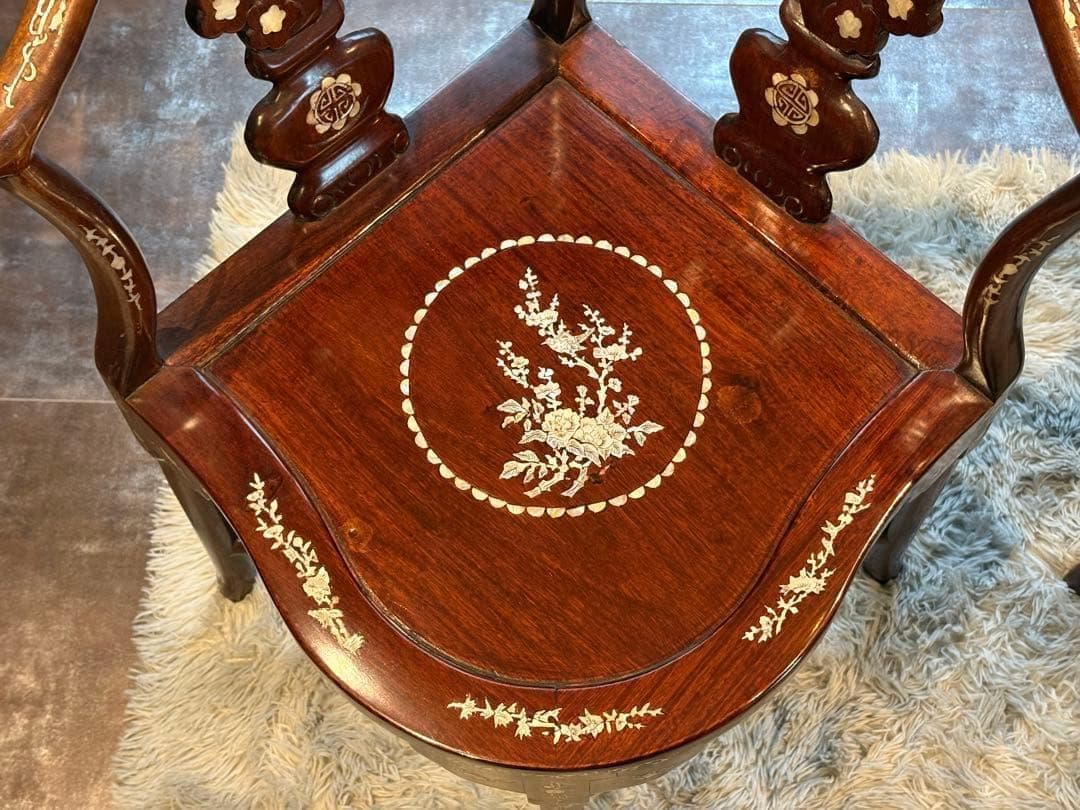 希少　サイドチェア　螺鈿細工 唐木家具 椅子 チェア アームチェア　NZ