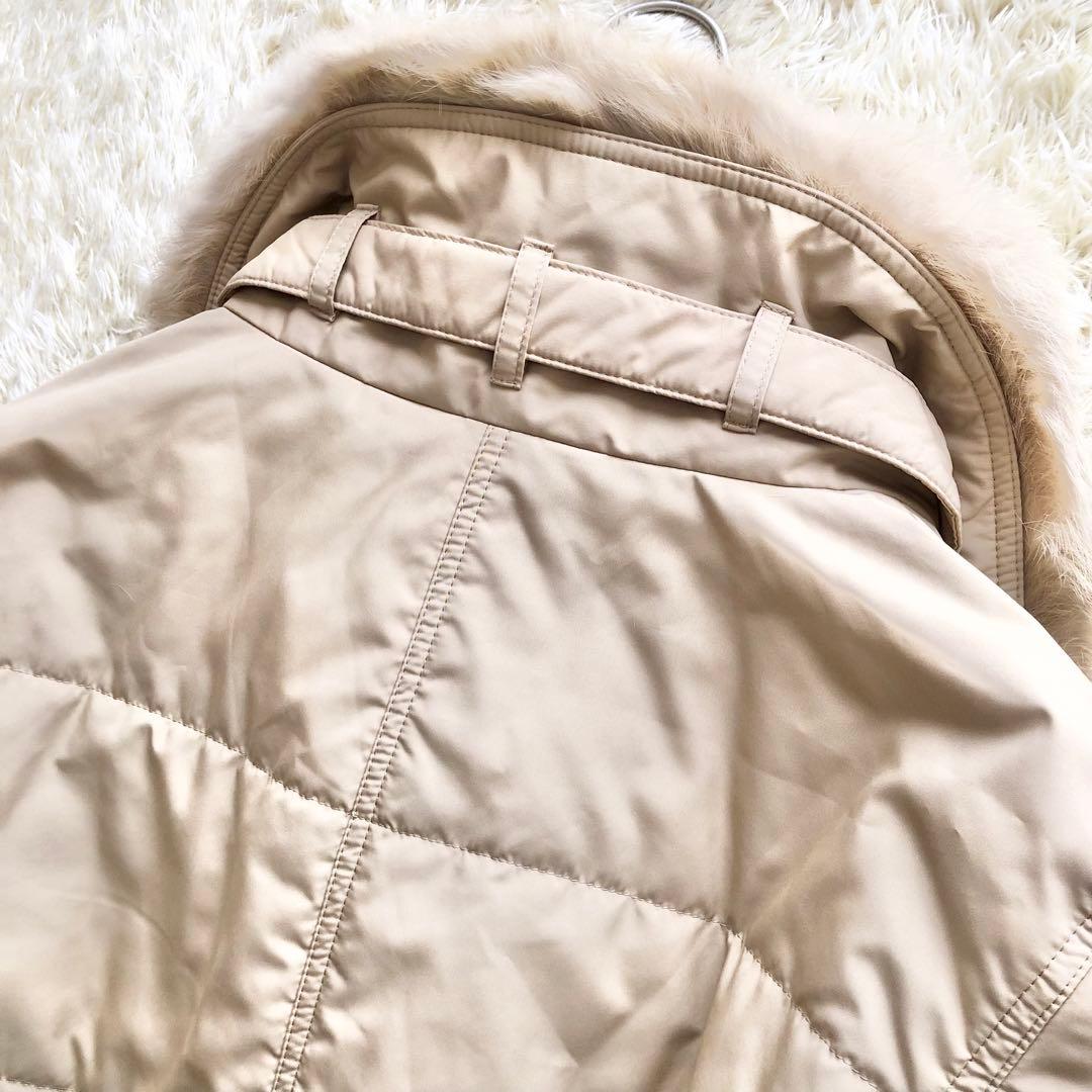 BURBERRY LONDON♪毛皮ノバチェック中綿コート　M ラビット2way