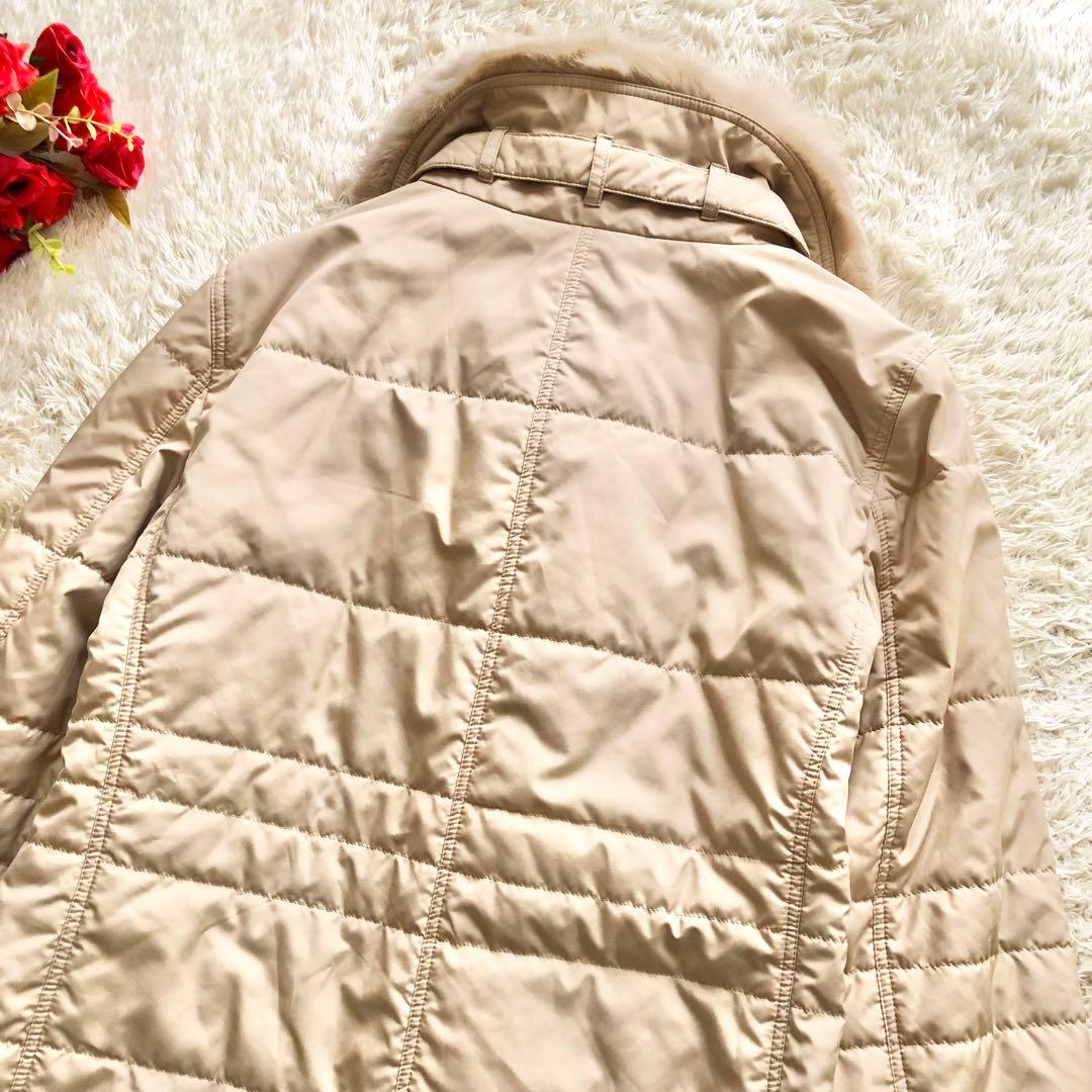 BURBERRY LONDON♪毛皮ノバチェック中綿コート　M ラビット2way