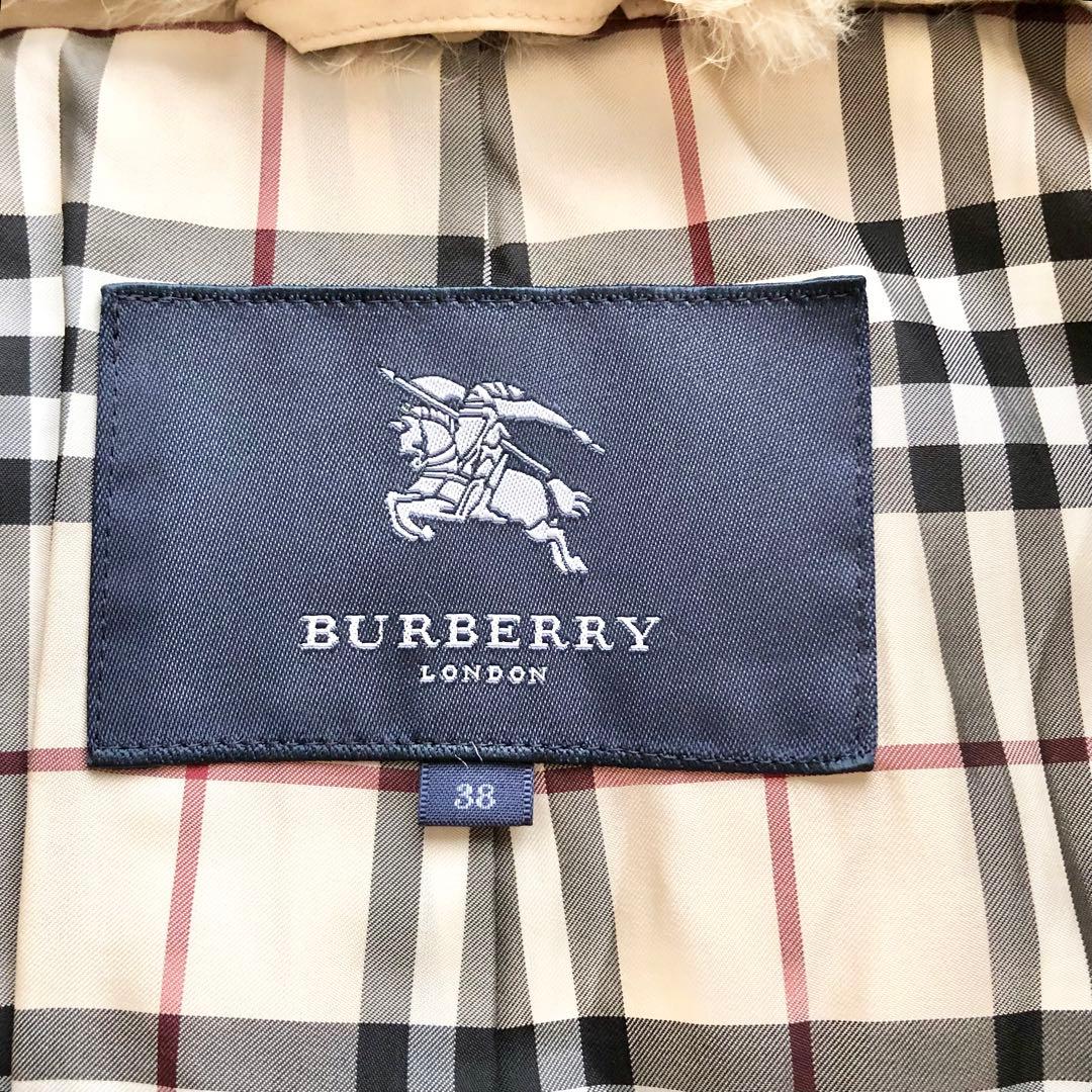 BURBERRY LONDON♪毛皮ノバチェック中綿コート　M ラビット2way