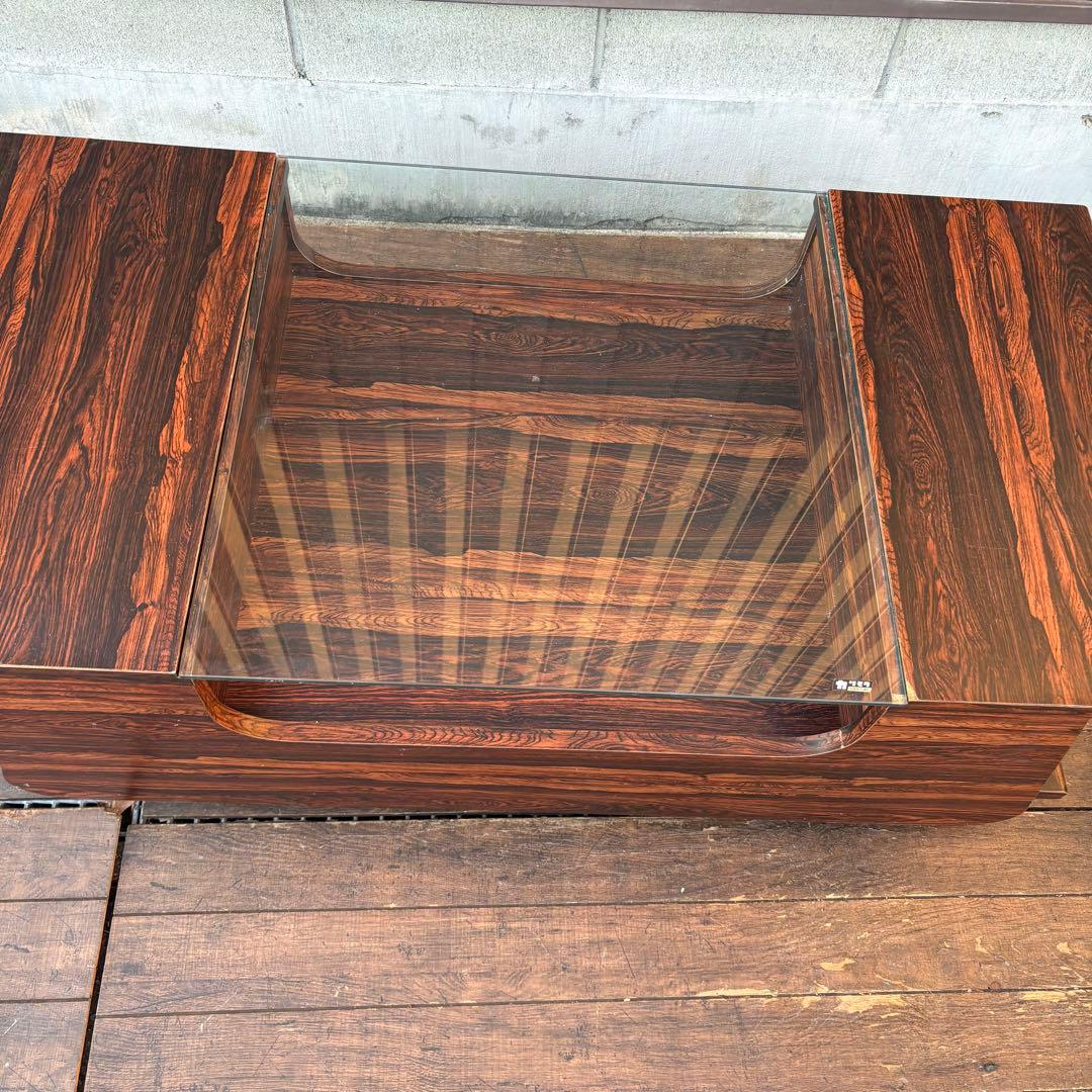 昭和レトロ カリモク 木製ガラステーブル センターテーブル 木目 ローテーブル