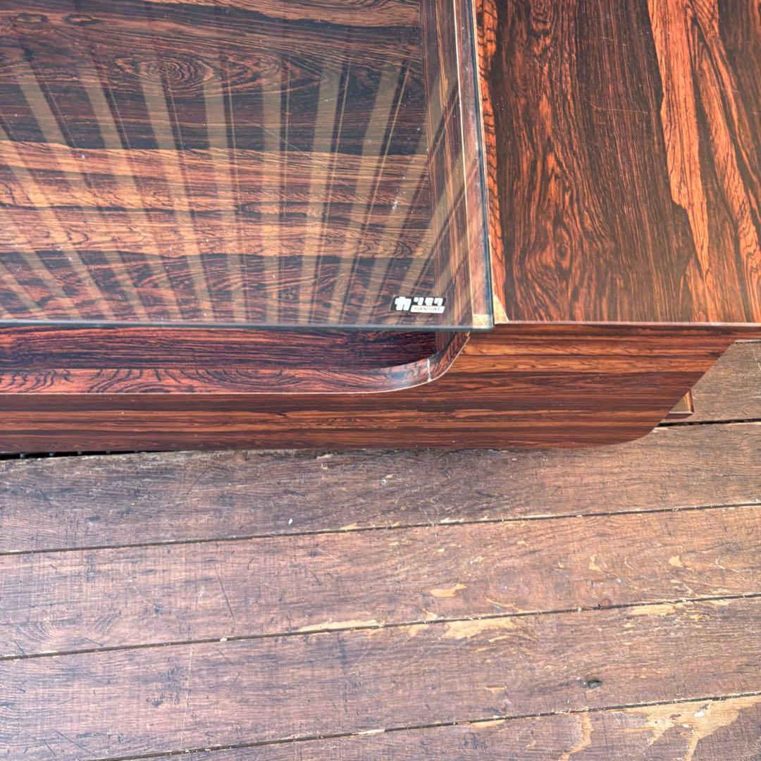 昭和レトロ カリモク 木製ガラステーブル センターテーブル 木目 ローテーブル