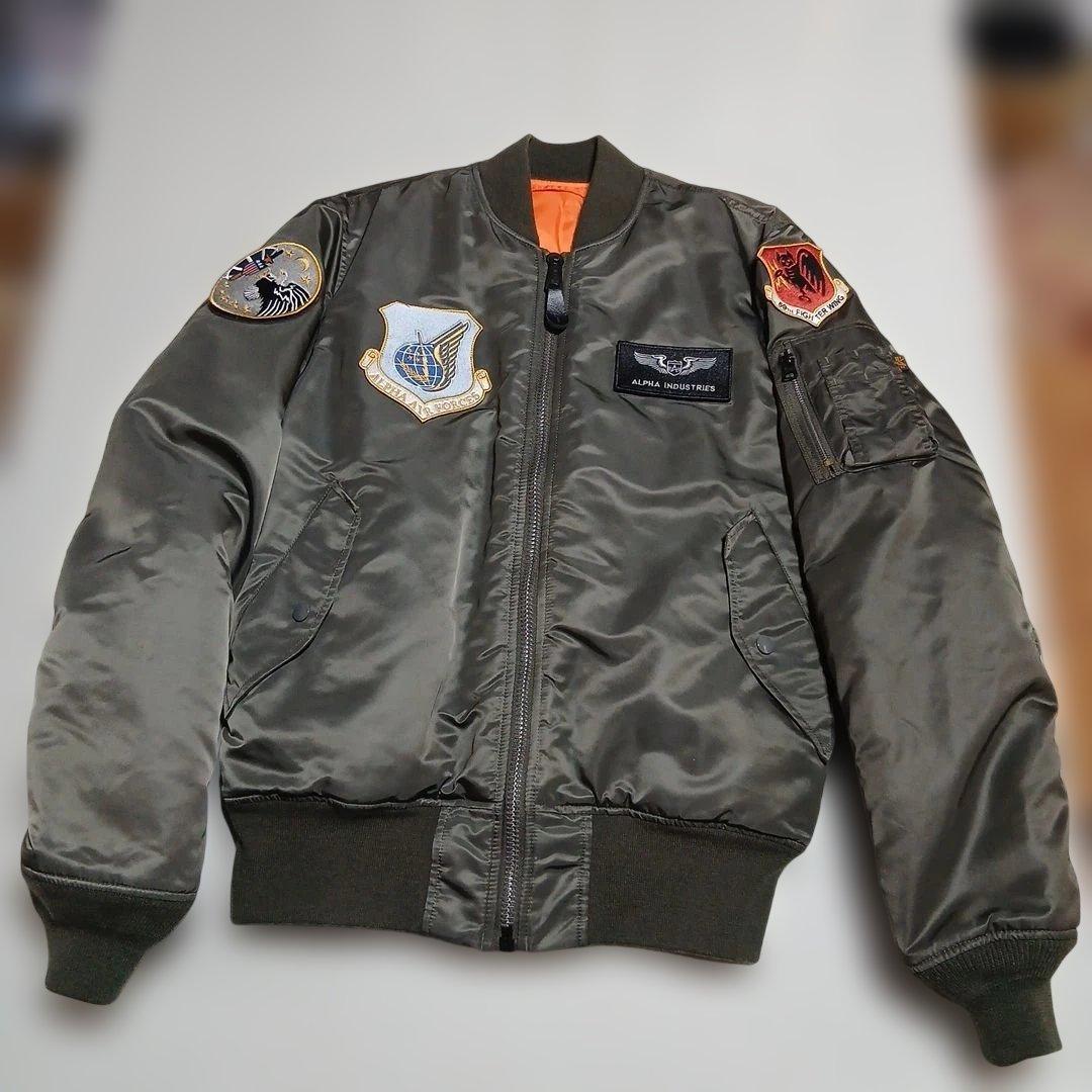 フライトジャケットMA1 AIRCREW TIGHT PATCH濃緑灰L新品同様