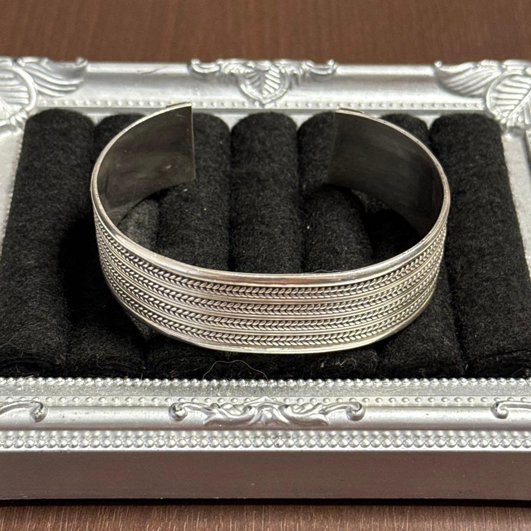 シルバー 925バングル ブレスレット エスニック アンティーク調 アクセサリー