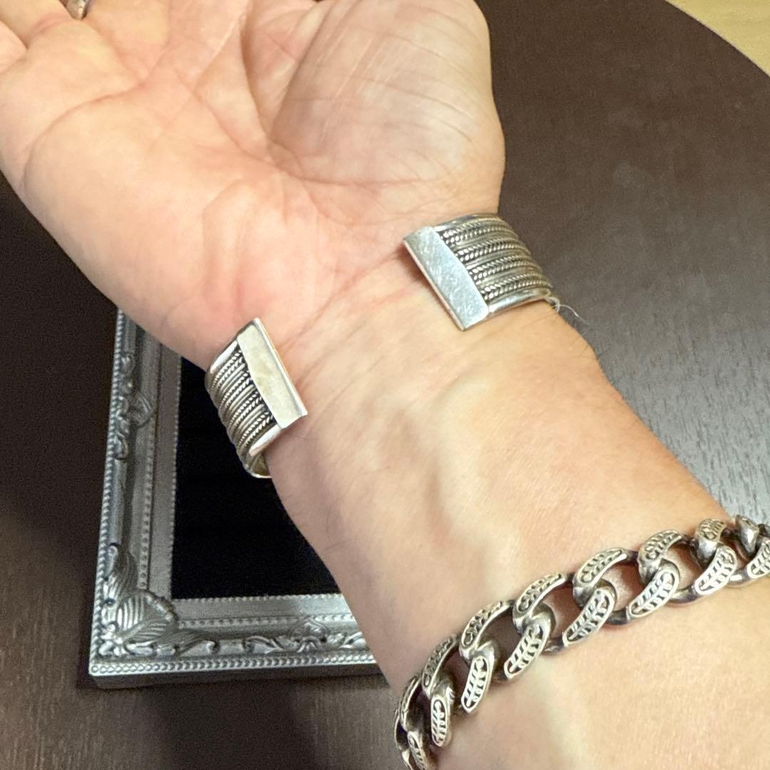 シルバー 925バングル ブレスレット エスニック アンティーク調 アクセサリー