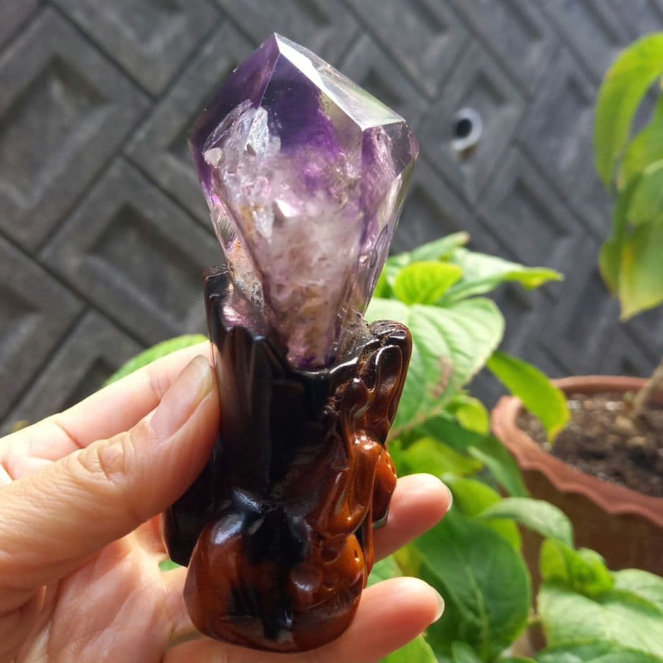 水入りスーパーセブン原石◼️水晶◼️台座付　A