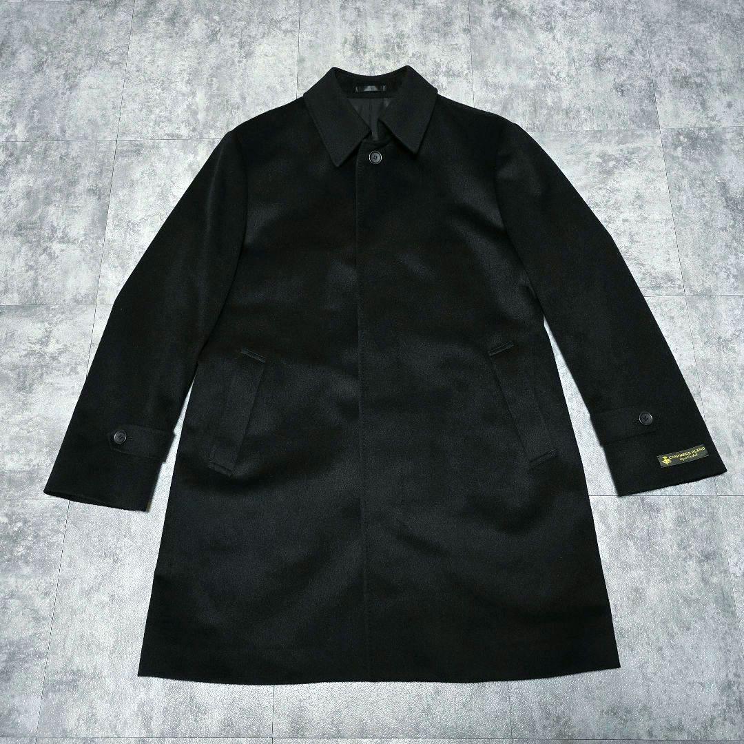 未使用級 archive ステンカラーコート L カシミア混 ウールコート 黒