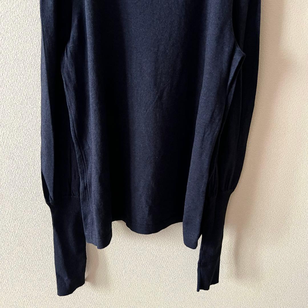 CHANEL カシミヤ シルク ココマークボタン 長袖ニット ネイビー 42XL