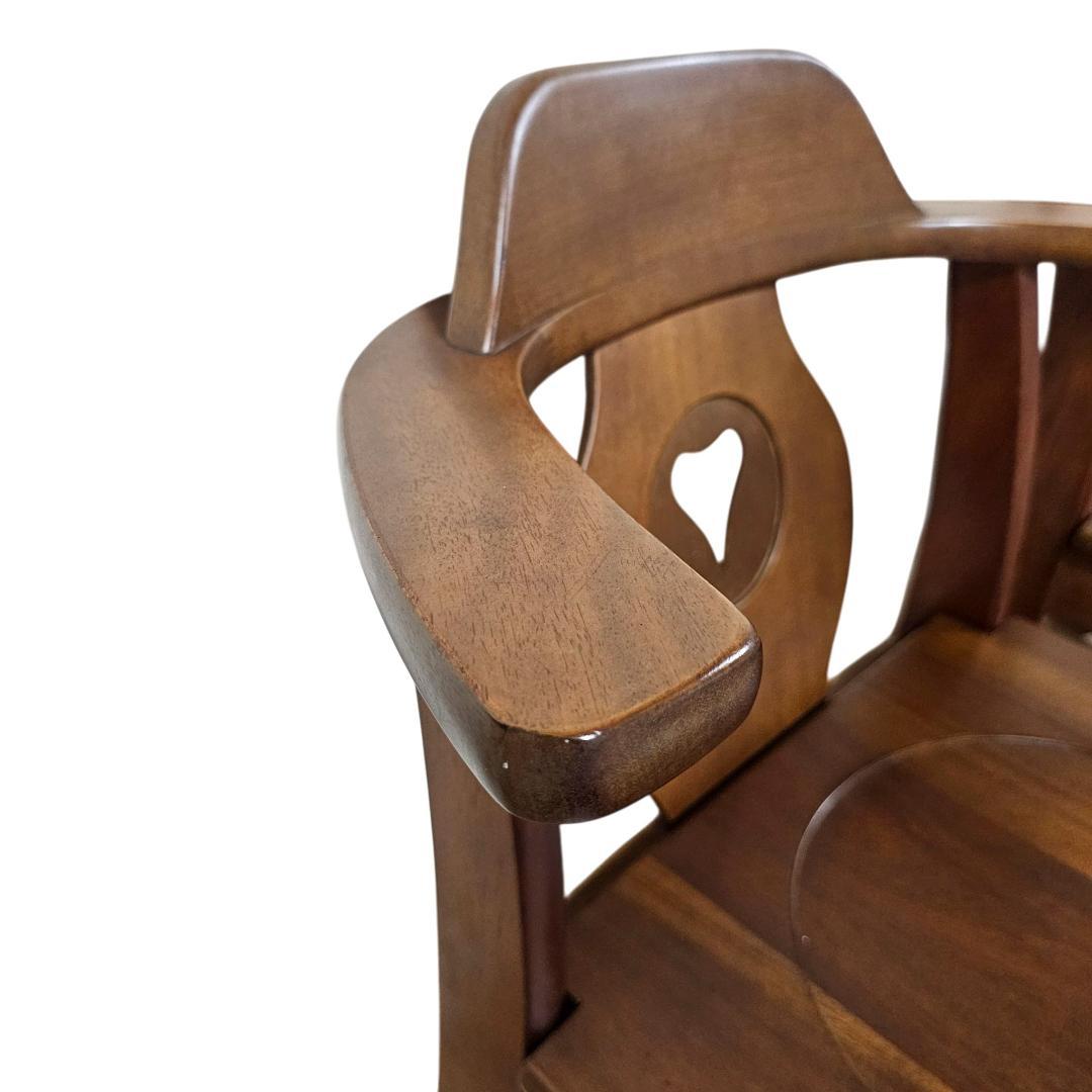 木製 ダイニングチェア 肘付き ハート背もたれ 板座 2脚セット ヴィンテージ