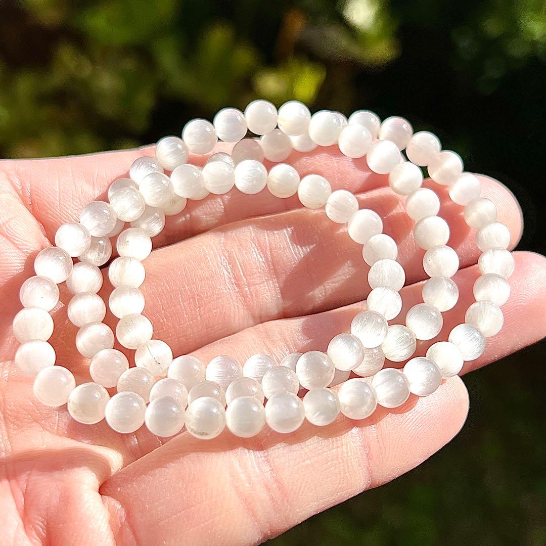 最高級　3連ホワイトサゲニティッククォーツ　ネックレス＆ブレスレット　1