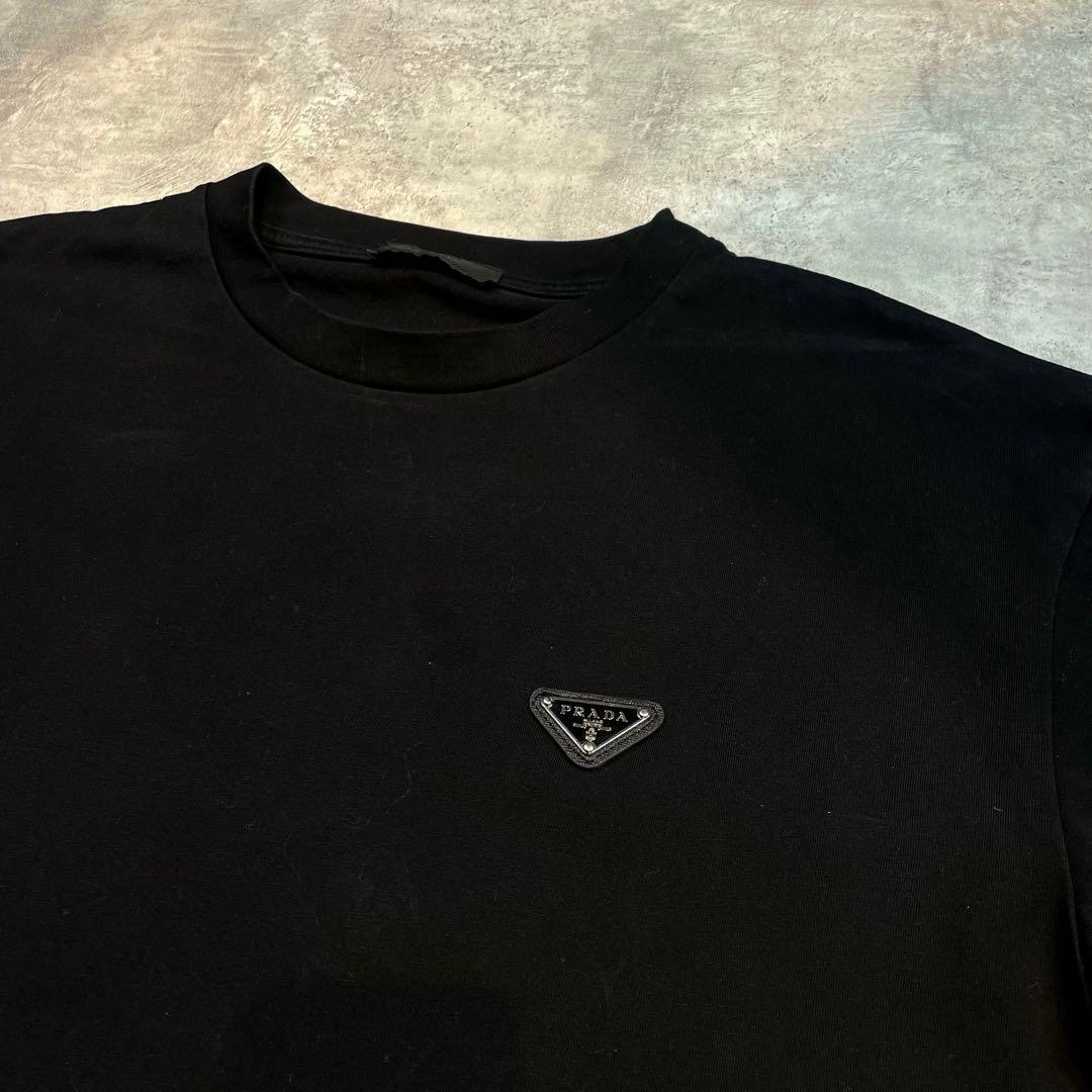 PRADA プラダ Tシャツ ブラック メンズ トライアングルロゴプレート