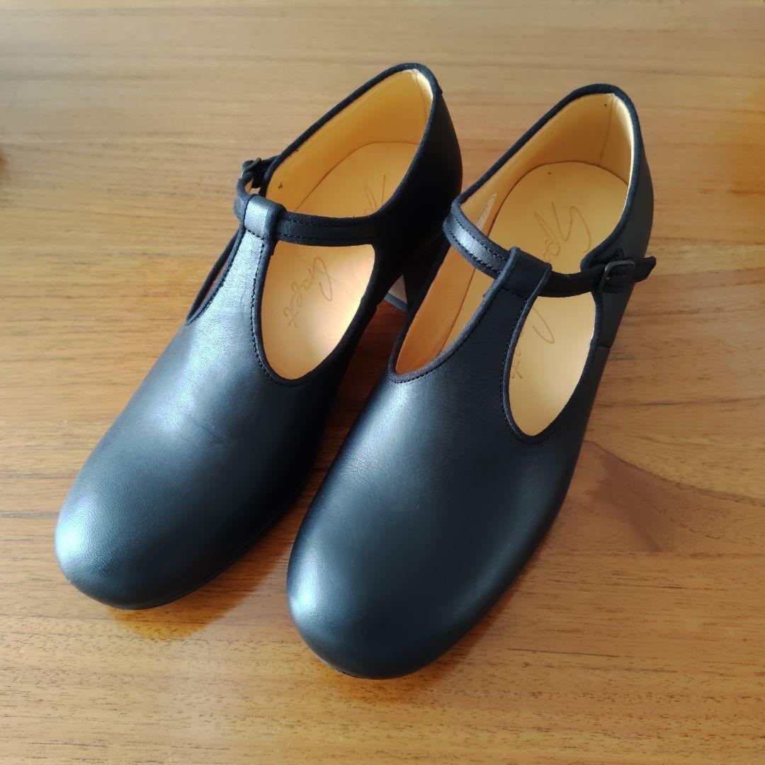 【最終値下げ】スペースクラフト　ブラックレザー Tストラップ 中ヒール