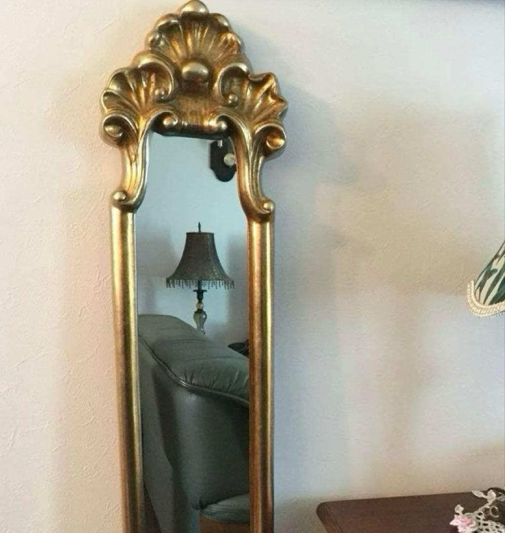 yossy アンティーク調 壁掛け スリムミラー 姿見鏡