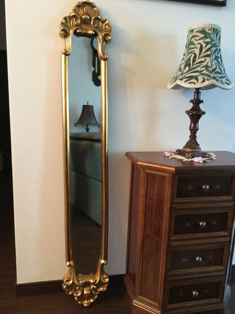 yossy アンティーク調 壁掛け スリムミラー 姿見鏡