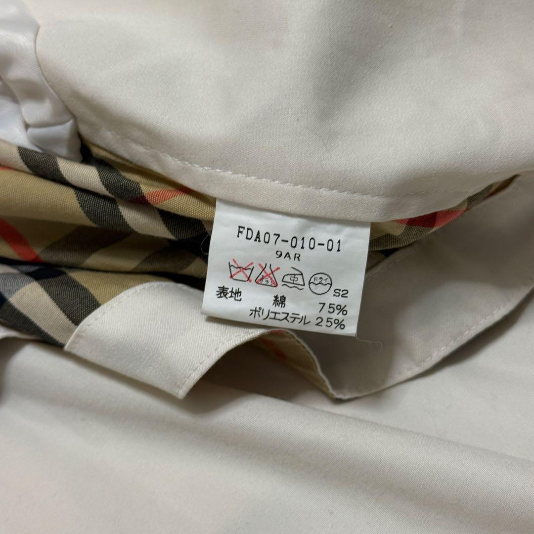 バーバリーズ　ステンカラーコート　金ボタン　チェック　白　M位