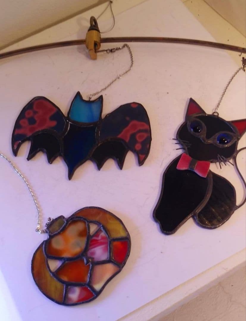 ステンドグラス　ハロウィンモチーフのモビール(よりどり3点)
