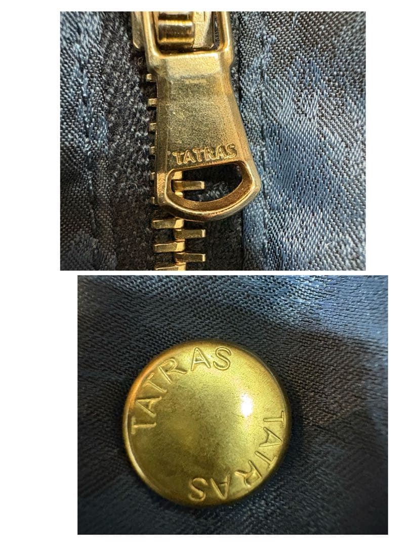 極美品✨タトラス ダウンベスト ラクーンファー フード 総柄 ネイビー 4 XL