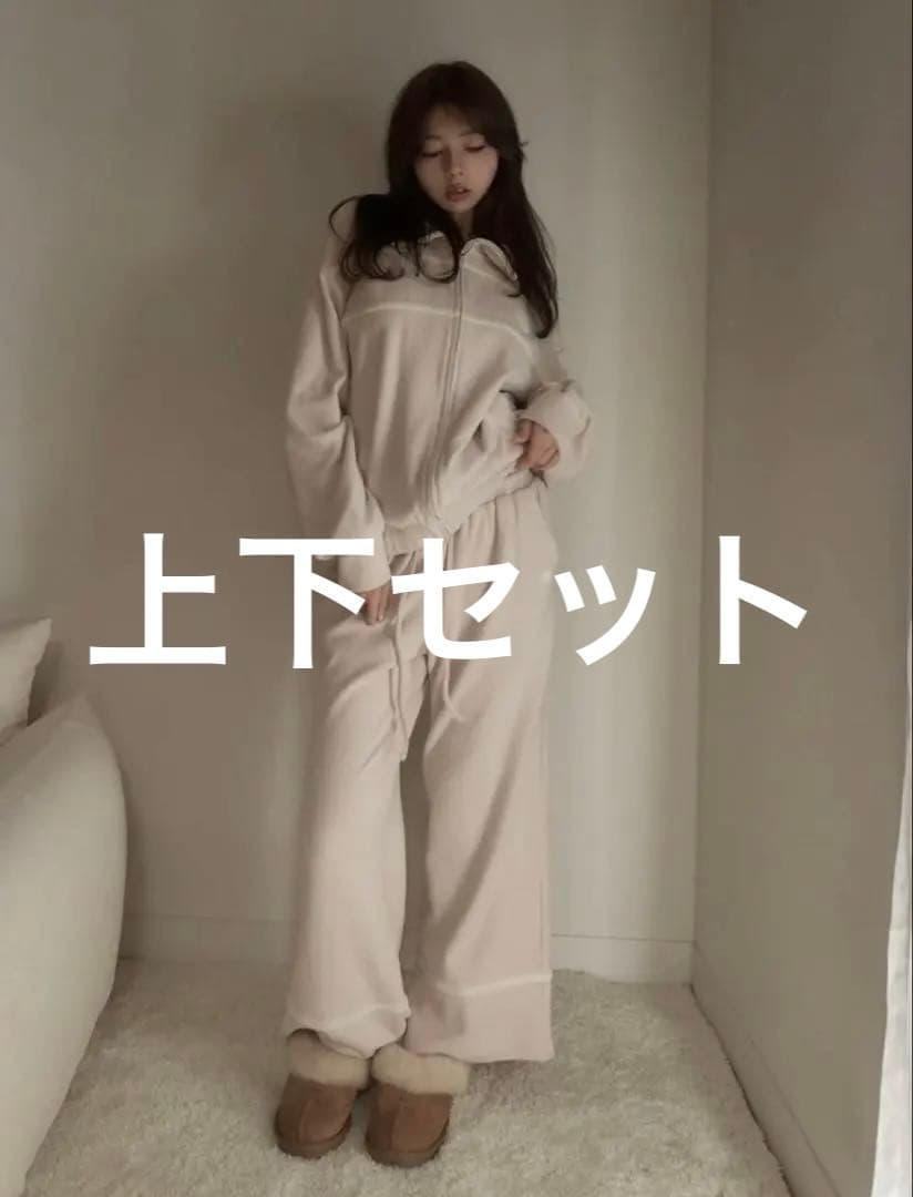 ANDMARY Milky pile heart zip tops 上下セット