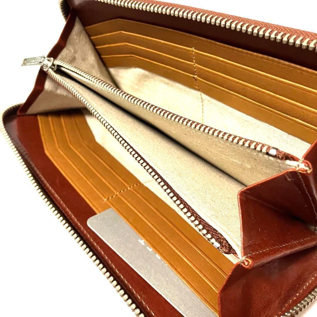 マーガレット✨ハウエル✨アイデア✨グロスアップレザー✨長財布✨ラウンド✨ブラウン