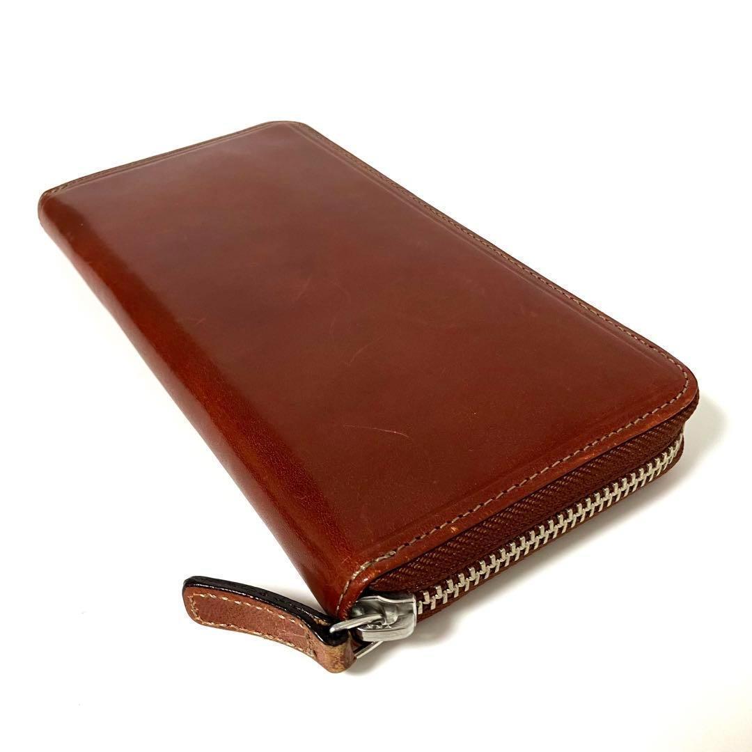 マーガレット✨ハウエル✨アイデア✨グロスアップレザー✨長財布✨ラウンド✨ブラウン