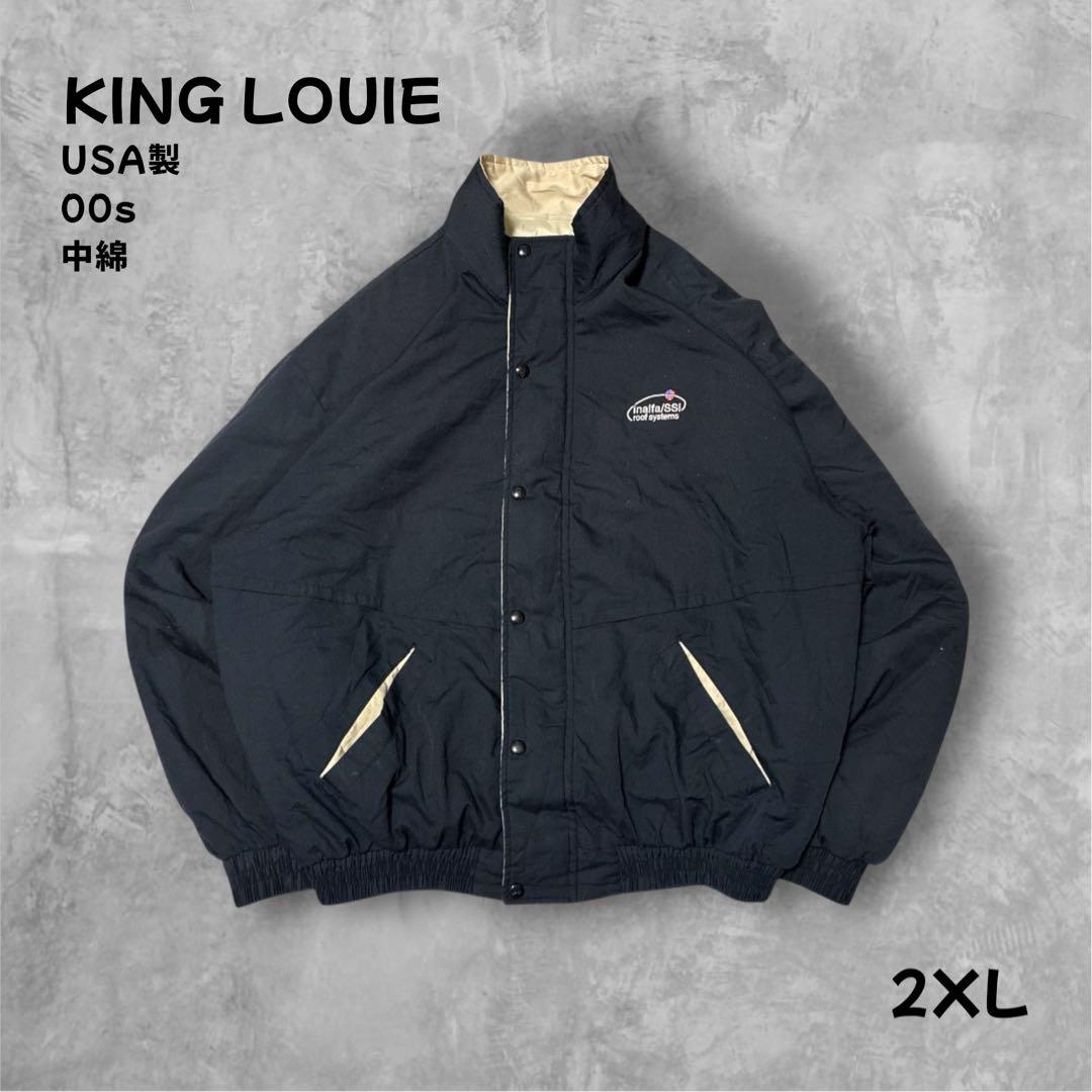 KING LOUIE 中綿ワークジャケット 2XL 黒 USA製 企業刺繍 古着