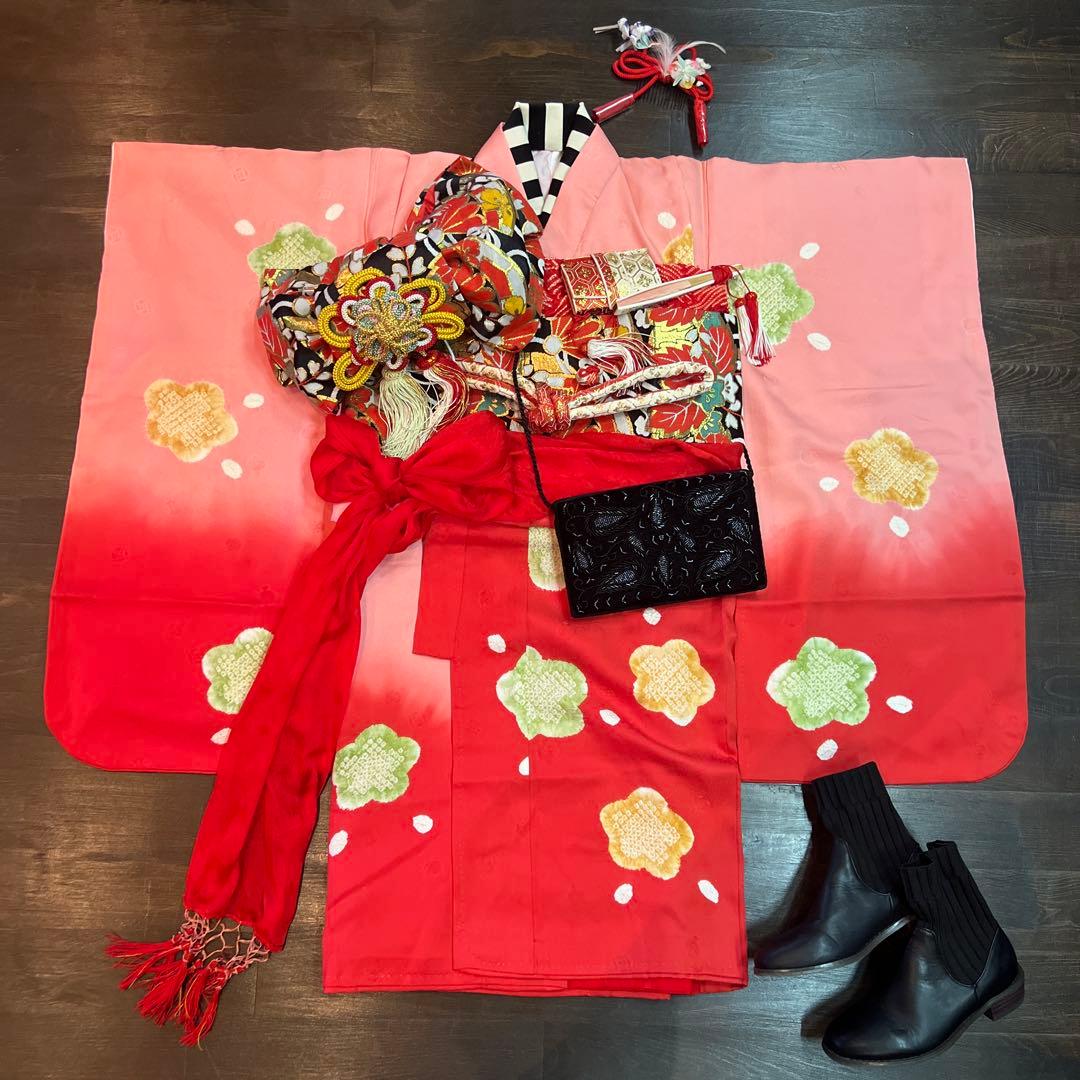 アンティーク 七五三 大正ロマン ハイカラ コーディネート 着物 フルセット正絹