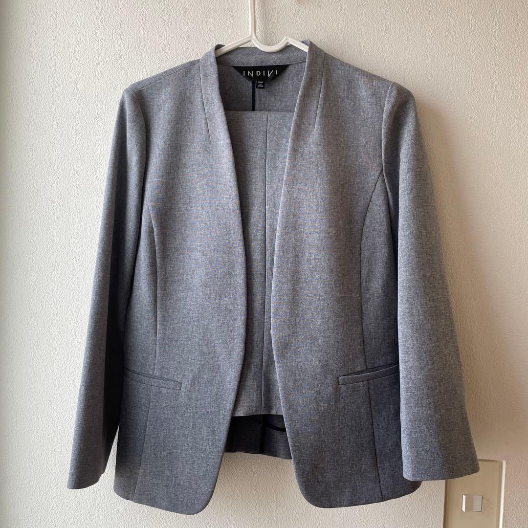 SALE 洗える　INDIVI スーツセットアップ　36 ノーカラー　パンツ