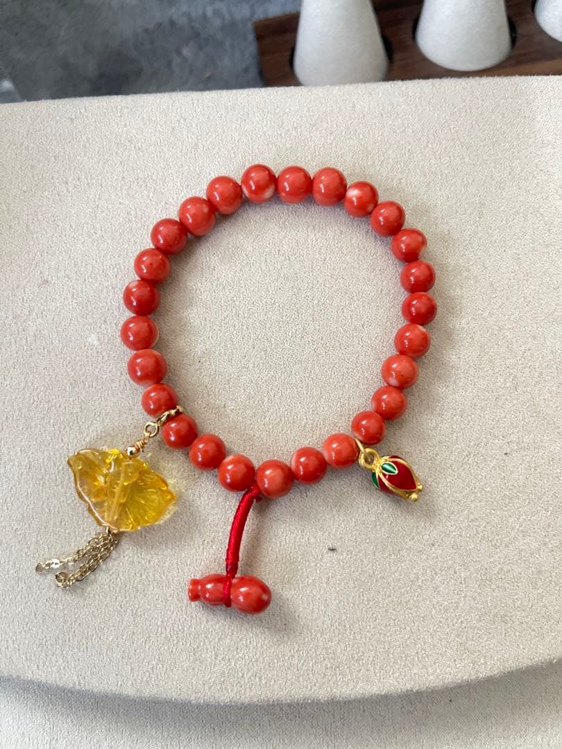 珊瑚サンゴブレスレット7.5mm、重约16.6g