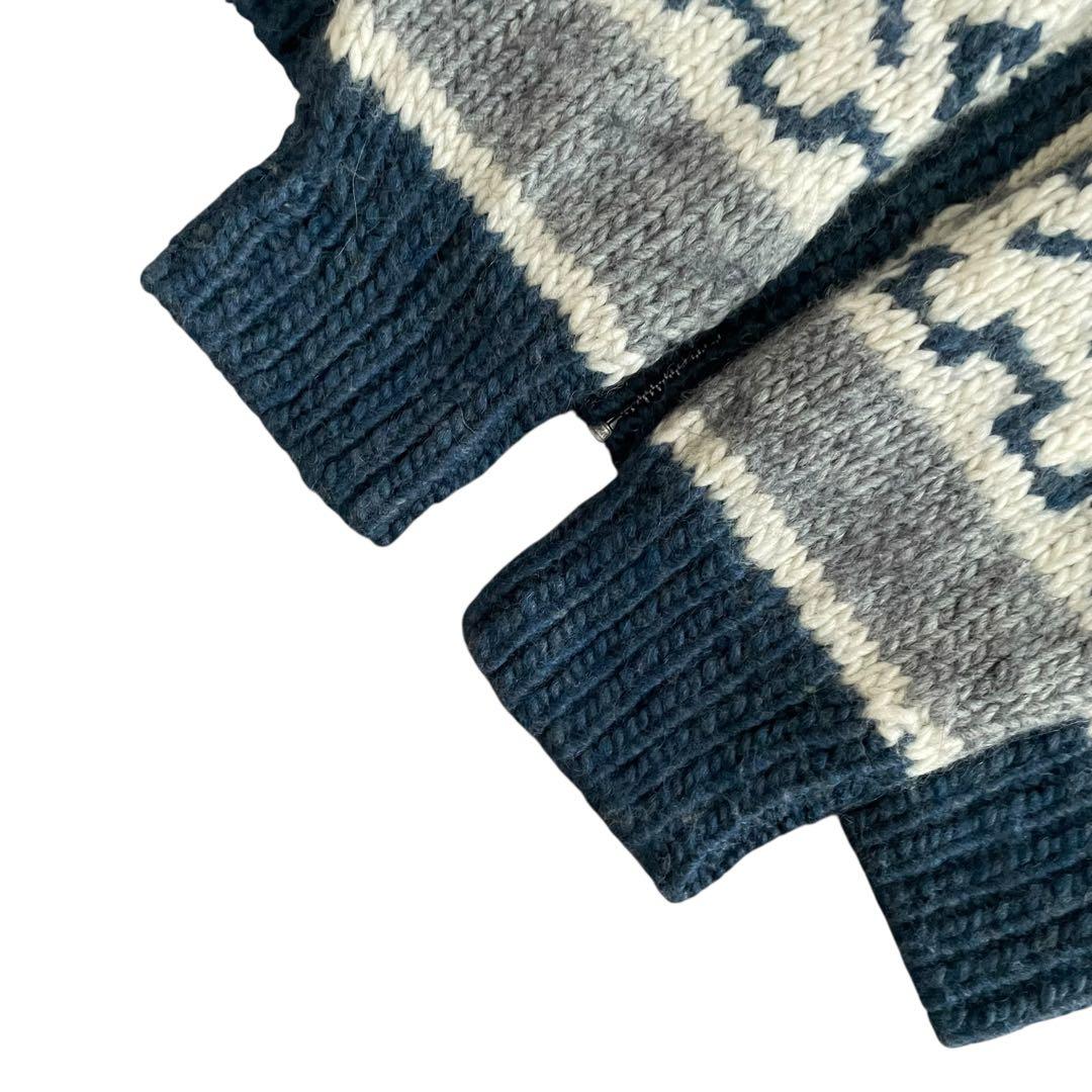 【美品】GEMBONY 90s フルジップ カウチンニット 襟付き カーディガン