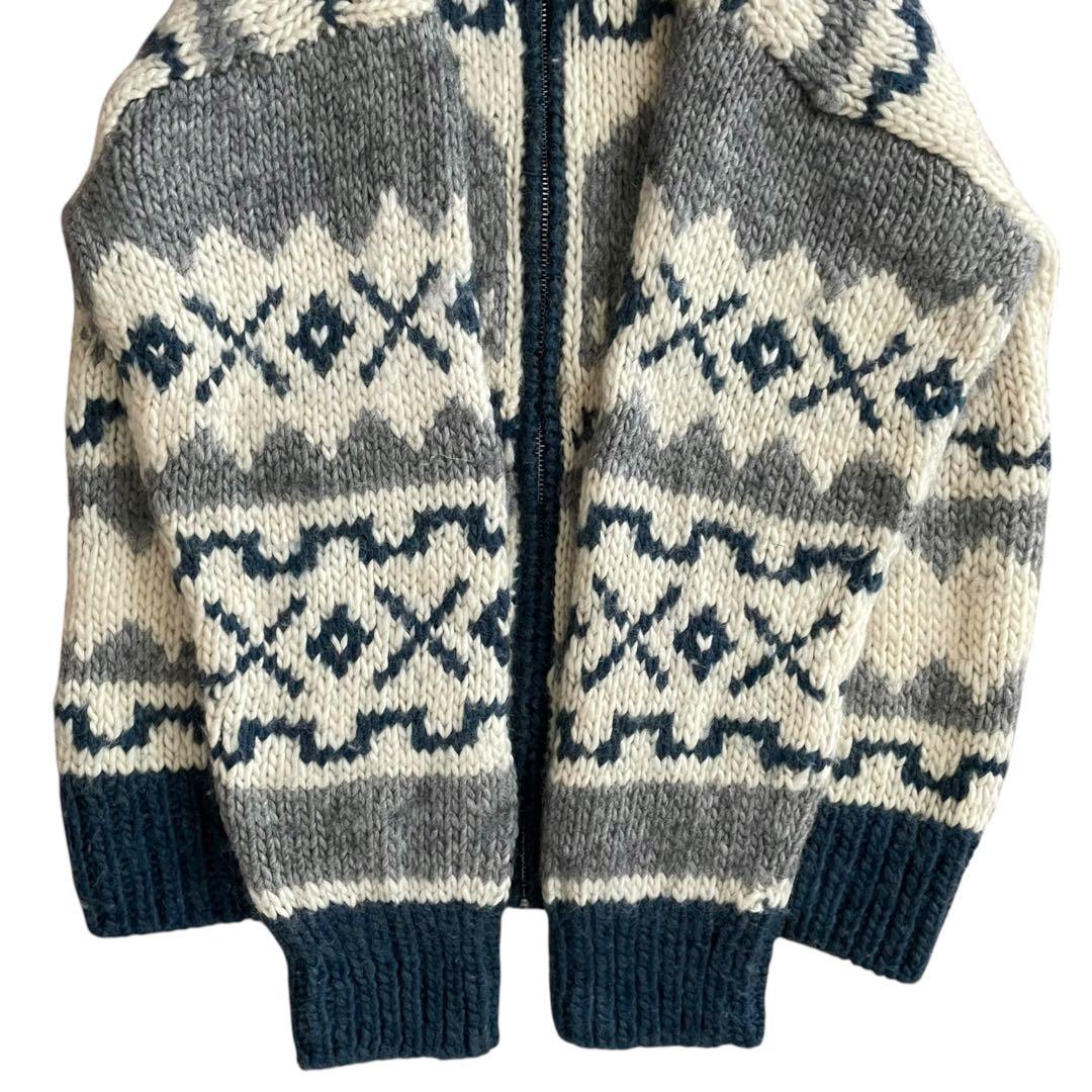 【美品】GEMBONY 90s フルジップ カウチンニット 襟付き カーディガン
