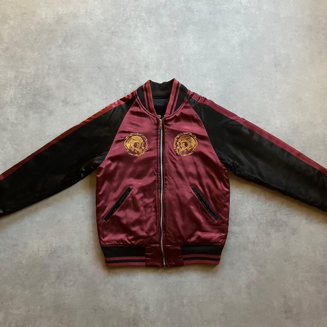 SKULL FLIGHT リバーシブル キルティング 刺繍 スカジャン バイク