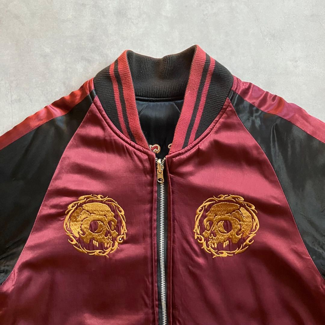 SKULL FLIGHT リバーシブル キルティング 刺繍 スカジャン バイク