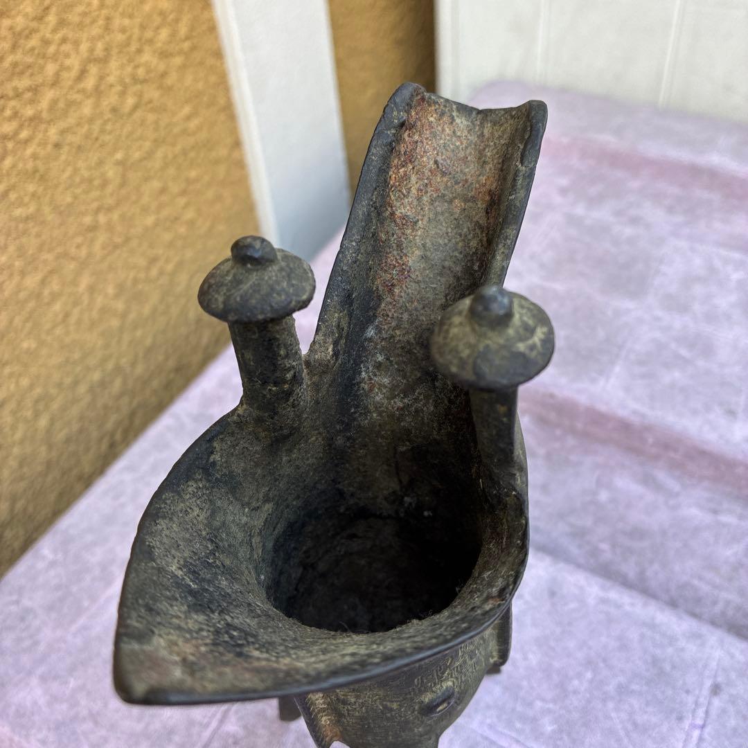 古風な青銅製三脚ワイン容器、ジュエ、宋明朝 三国志覇道　爵杯＆孫堅頭巾