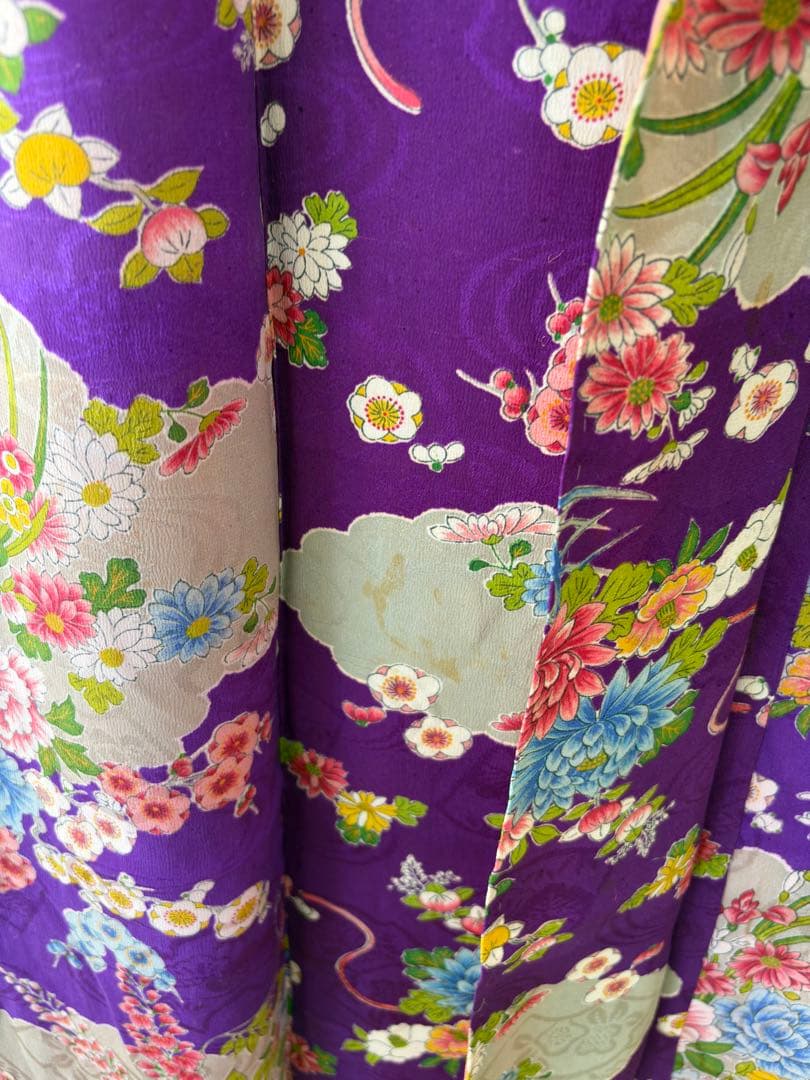 アンティーク　子供　着物　着丈130センチ　紫