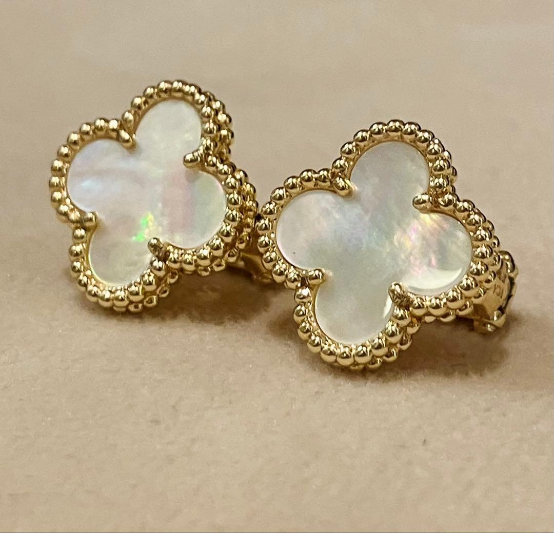 高品質SS級マザーオブパール15mm白蝶貝/SV925にK18厚塗りコーティング