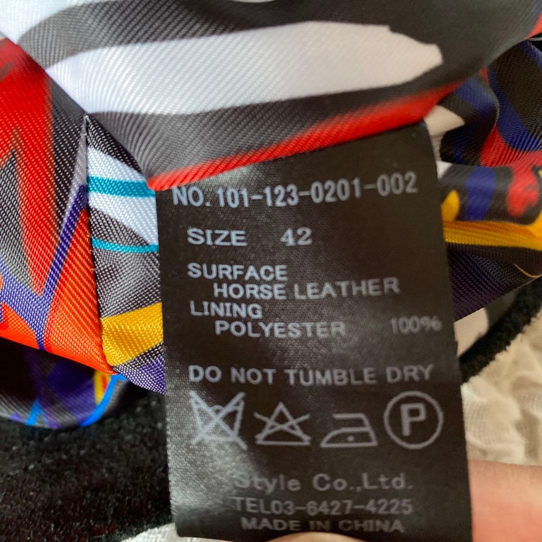 オブザネ－ジュスタイル　ホースレザー　シングルライダース　ジャケット　裏地総柄