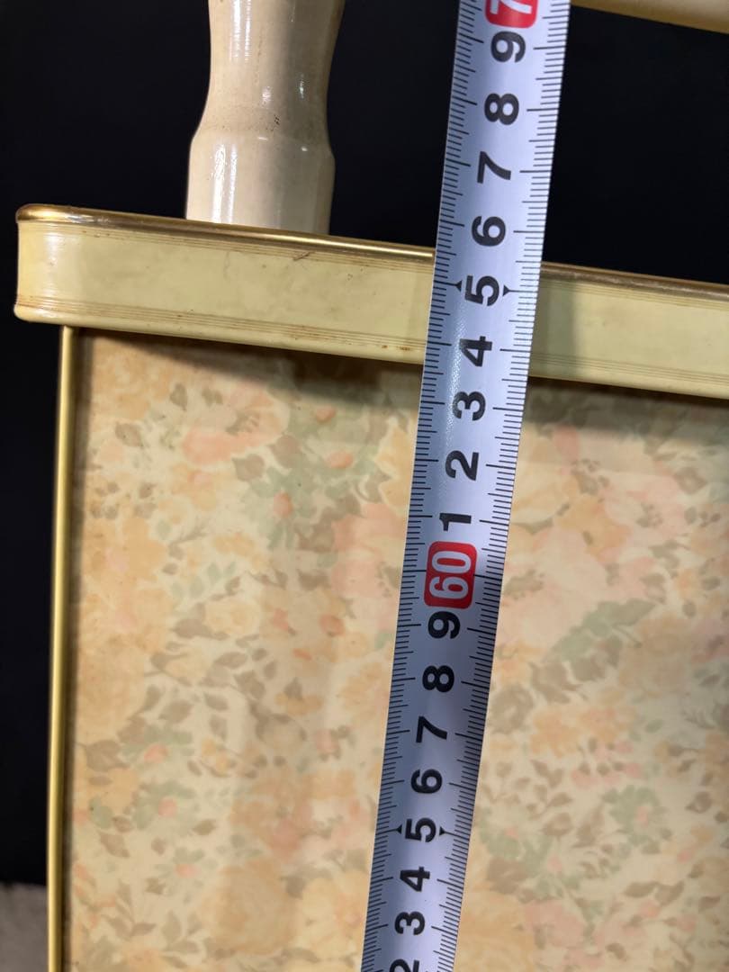 昭和レトロ キッチンワゴン 中古品 花柄 絶版 ガラス戸 アンティーク 家具