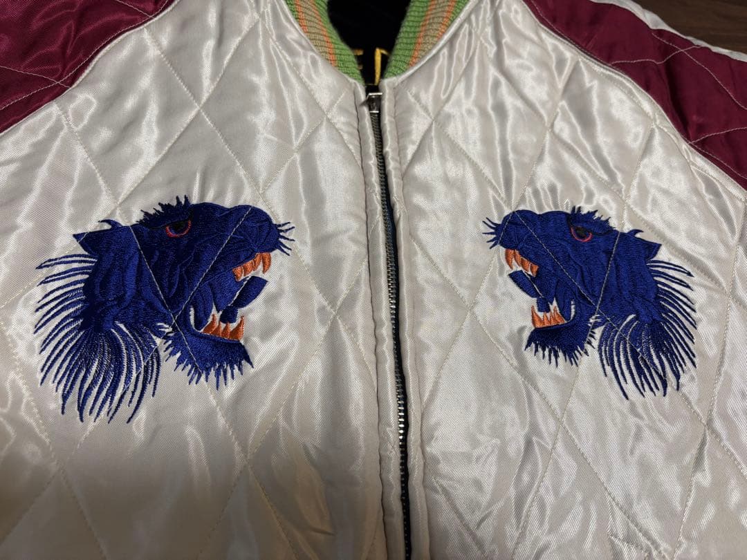 テーラー東洋 別珍 サテン スカジャン 青虎 TT12064 鷲 龍　富士山　L