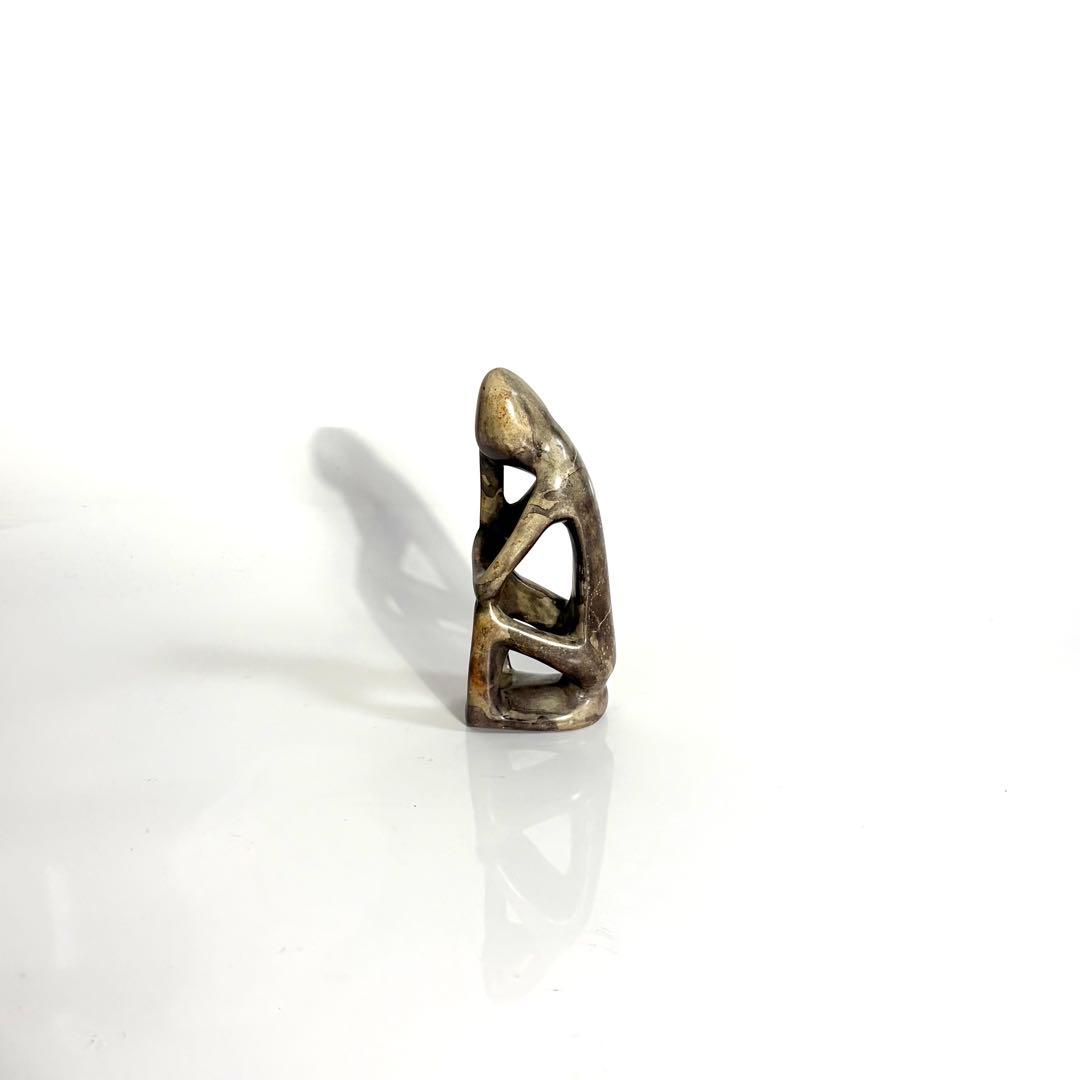 ソープストーン　考える人　オブジェ　ミッドセンチュリー　ビンテージ　彫刻　アート