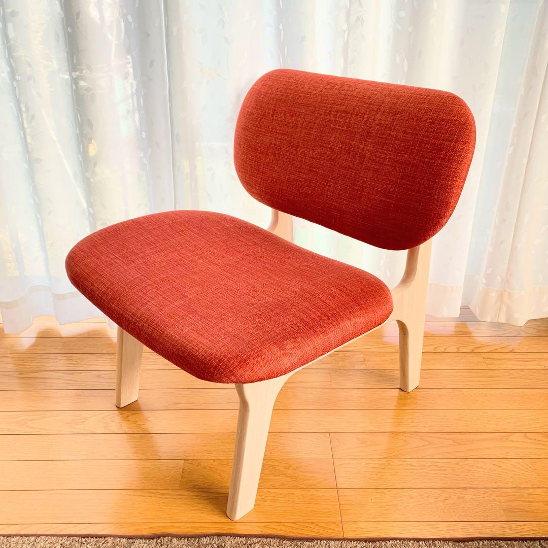 人気　リビングダイニング1人用チェア　リラックスワイド　オレンジ