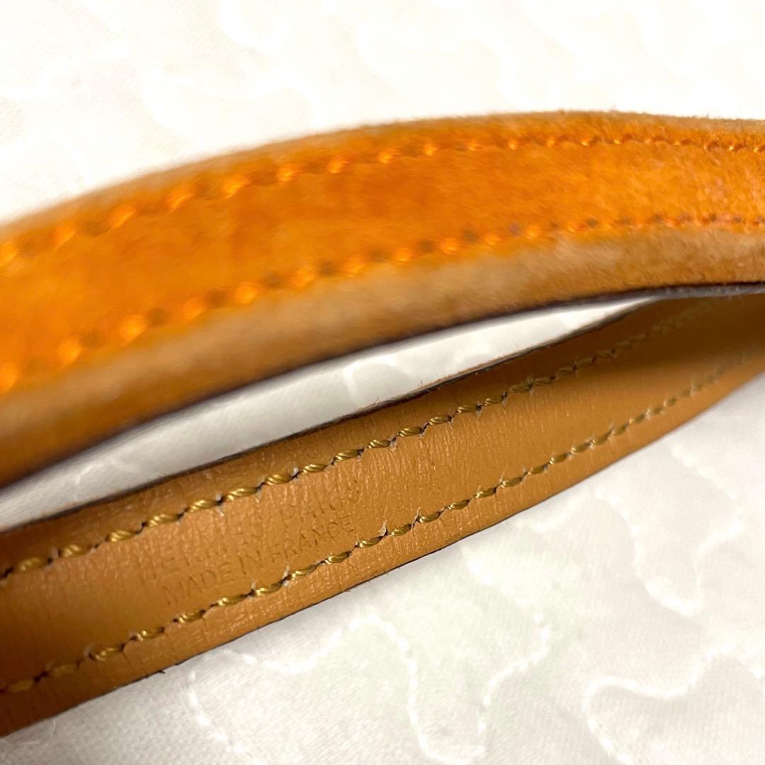 【美品】廃盤品HERMESエルメス犬用チェーンリード小型中型犬用オレンジヌメ革M