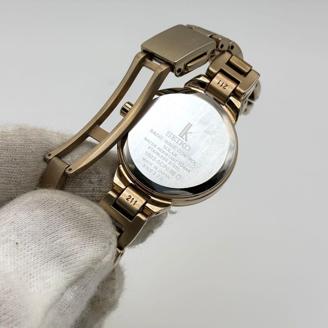 【美品】セイコー ルキア レディース 腕時計 1Pダイヤ ソーラー ゴールド系