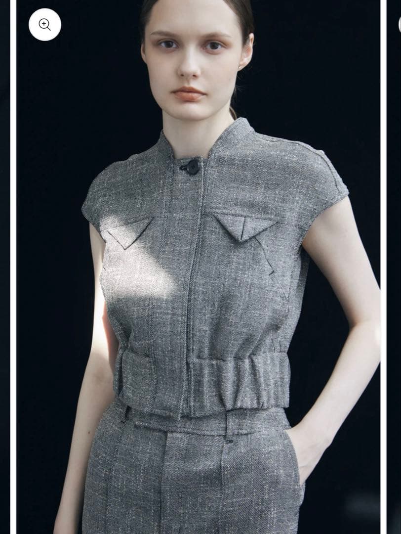 トップス L'AUBE BLANC French Sleeve Tweed Blouson