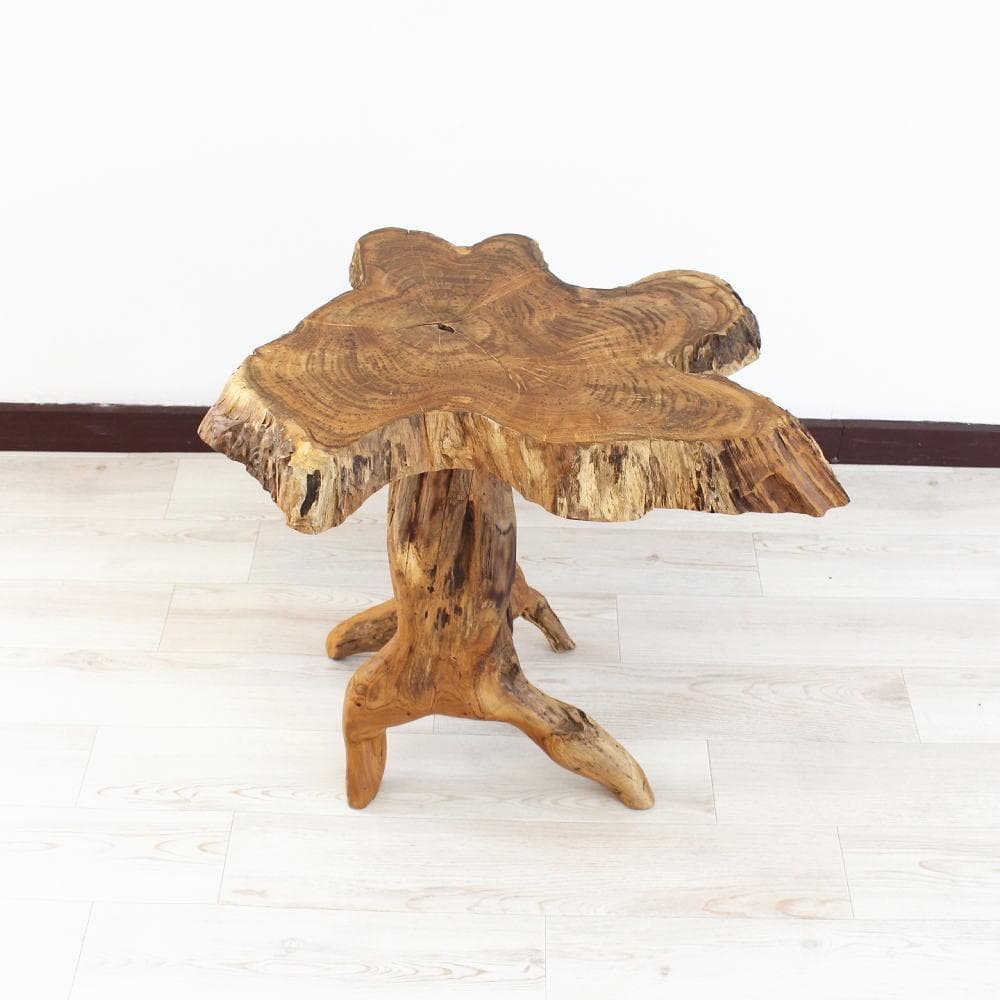 在庫処分 １点もの 木製 テーブル チーク材 天然木 一枚板 切り株 根 5