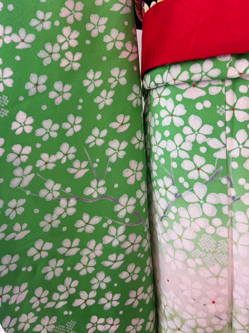 7歳　七五三　正絹着物　帯　帯揚げ　帯締め　しごき　はこせこ扇子バッグ草履セット