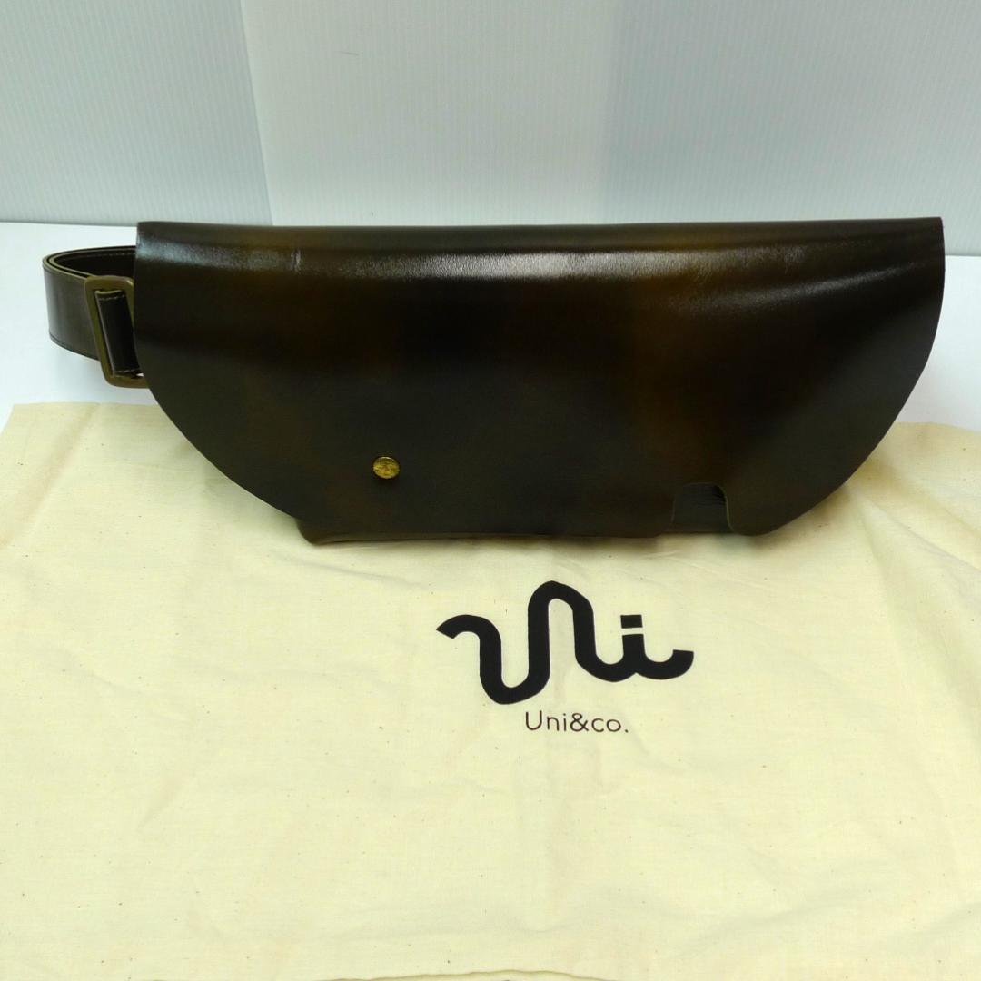 Uni&co.　メッセンジャーバッグ　レザー　ダークブラウン×ブラウン