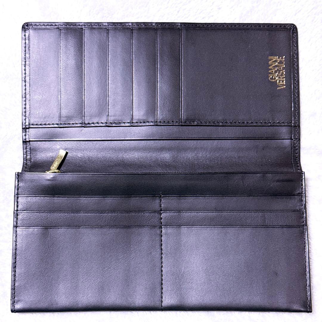 【極美品】ジャンニヴェルサーチ 長財布 二つ折り 太陽神 シャドーロゴ 黒