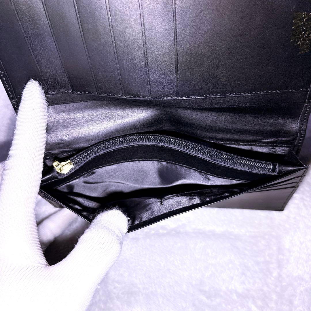 【極美品】ジャンニヴェルサーチ 長財布 二つ折り 太陽神 シャドーロゴ 黒