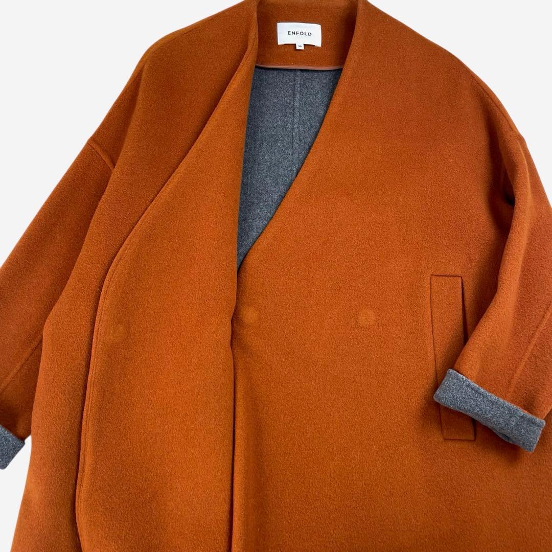 美品 エンフォルド ソフトリバーノーカラーボックスコート