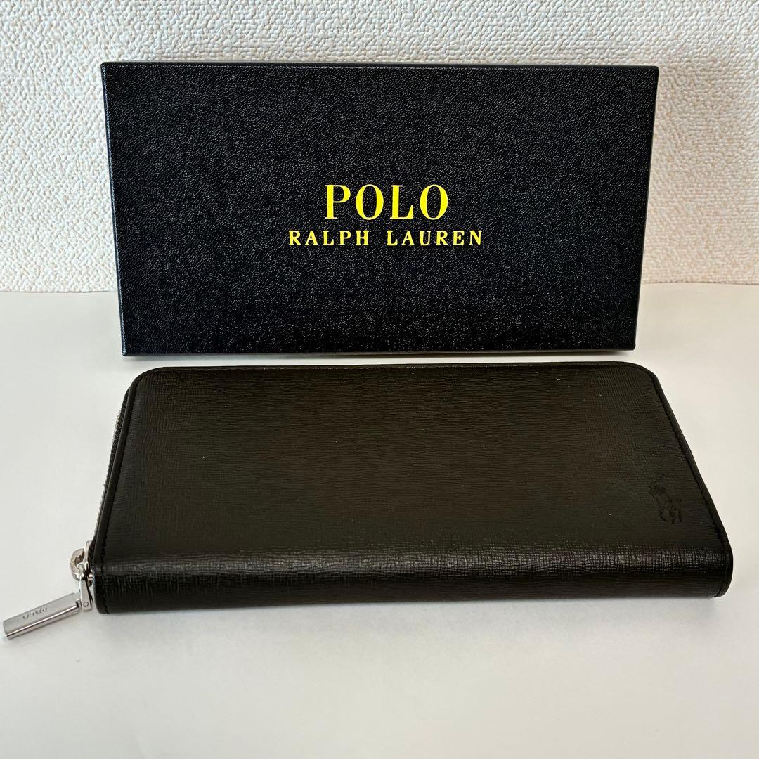 新品未使用 ポロラルフローレン ラウンドジップ長財布 ブラック